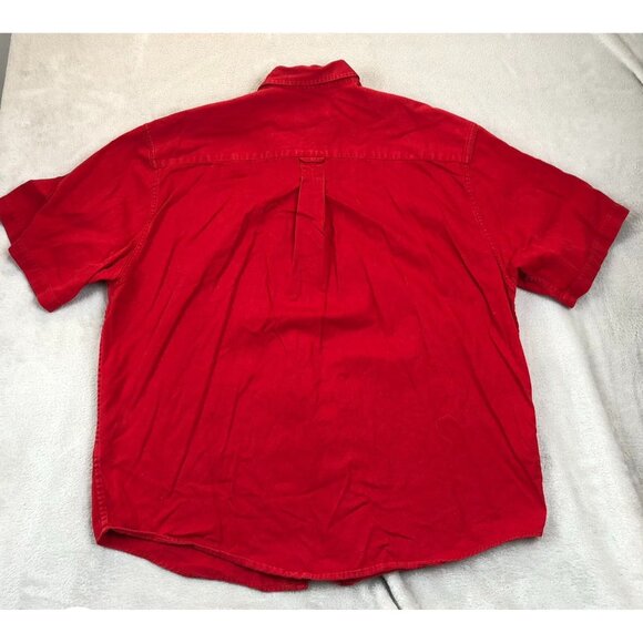 Eddie Bauer Men's Shirt Large Button Up Red Short Sleeve Casual Classic - Picture 9 of 9